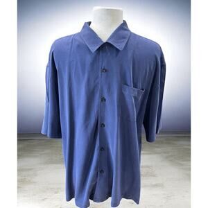Tommy Bahama 100% Silk Original Fit Blue Button-Up Shirt Men’s Size XL -Vacation